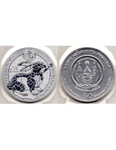 2023 - Rwanda 50 amafaranga 1 onza de plata - Conejo