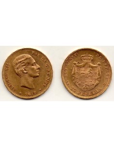 1879 25 Pesetas Oro Alfonso XII - EM M