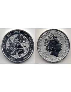 2023 Reino Unido 5 pounds, Bestias 2 onzas plata