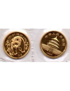 1986 China - 1/20 onz Oro 5 yuans Panda