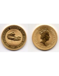 Moneda 1987 Australia 50 Dolares Oro Nugget