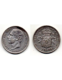 1882 2 pesetas de plata Alfonso XII - MS M