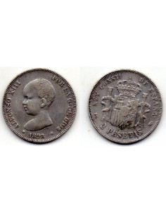 1892 2 Peseta de plata Alfonso XIII/MBC