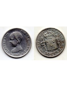 1892 50 ctmos plata Alfonso XIII