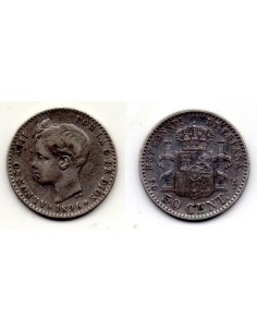 1896 50 Centimos de plata Alfonso XIII