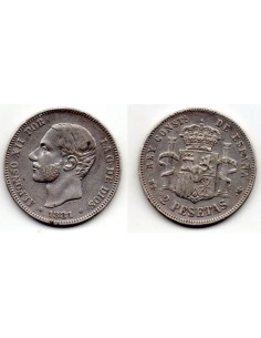 1881 2 pesetas de plata Alfonso XII - MS M
