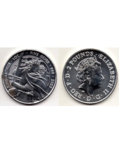 2023 Reino Unido 2 Pounds - 1 onza plata Rey Arturo