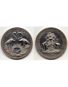 1974 Bahamas Island 2 dolares plata