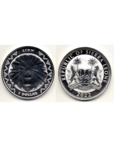 2022 - República de Sierra Leona 1 Dollar 1 onza de plata - León