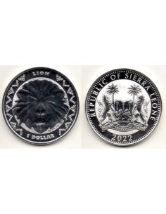 2022 - República de Sierra Leona 1 Dollar 1 onza de plata - León