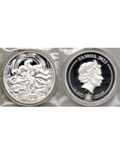 2023 Samoa 2$ Moneda 1 onza Zorro de 9 colas