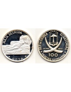 1970 100 Pesetas plata Guinea Ecuatorial Proof