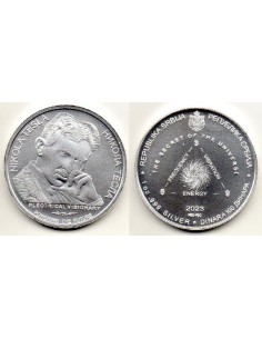2023 Serbia, 100 Dinara, onza plata Tesla