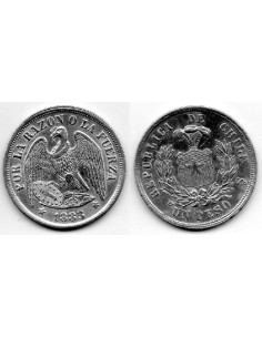 1883 Rep. Chile. 1 Peso de plata
