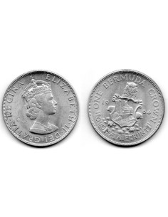 1964 Bermudas- 1 Crown plata