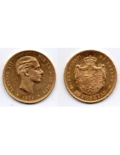 1879 25 Pesetas Oro Alfonso XII - EM M