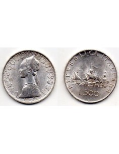 1958 Italia, 500 Liras - Moneda plata