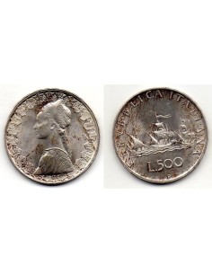 1959 Italia, 500 Liras - Moneda plata