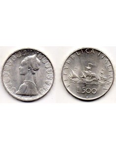1964 Italia, 500 Liras - Moneda plata