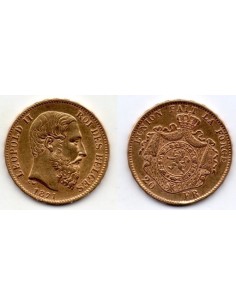 1871 Bélgica - Moneda Conmemorativa 20 Francs - Leopoldo II Roi