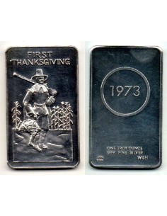 Lingote 1 oz. plata 1973 First Thanksgiving