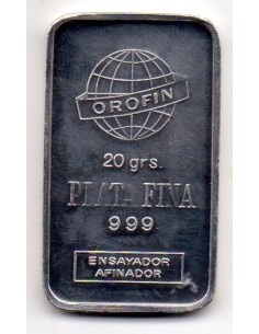 Lingote de 20 Gramos plata pura OROFIN