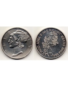 2 Onzas de plata Dime Mercury
