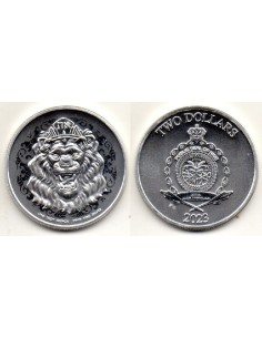 2023 Niue 2$ Moneda 1 onza Leon Rugiendo