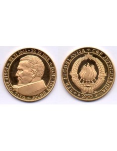 1968 Yugoslavia 200 dinares de oro, 25 Aniv. de la República, Tito