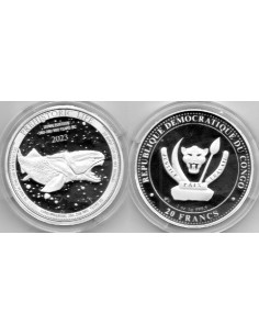 2023- Congo 1 onza de plata - 20 Francs Dunkleosteus