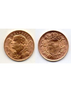 1947 Suiza 20 Francos oro - Vrenelli -
