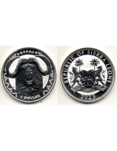 2023 - República de Sierra Leona 1 Dollar 1 onza de plata - Buffalo