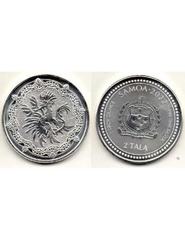 2022 Samoa 2 Tala Moneda 1 onza Dragon Marino