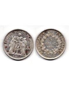  1873A - Monedas plata - 5 Francos. año 1873 A / Hércules 