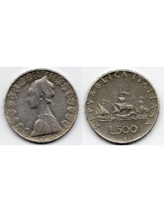 1966 Italia, 500 Liras - Moneda plata
