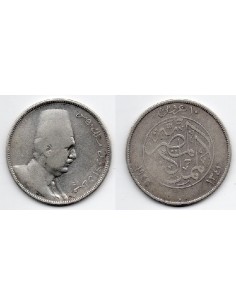 1923Egipto 10 piastras Rey Fuad I . moneda plata
