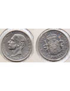 1882 2 pesetas de plata Alfonso XII - MS M
