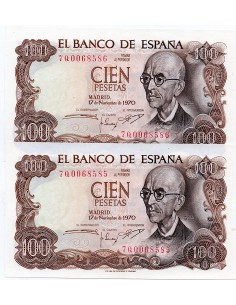 1970 - 2 BilleteS 100 pesetas España - Falla SC