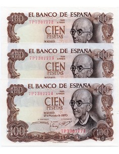 1970 - 3 BilleteS 100 pesetas España - Falla SC
