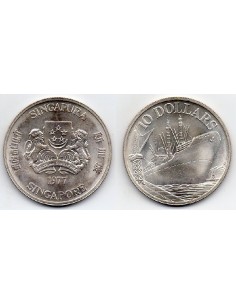 1977 Singapore - 10 Dollars de plata