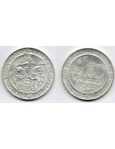 1977 AUSTRIA - 100 SCHILLINGS DE PLATA 500th Anniversary of the Hall Mint