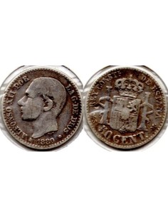 1880 50 ctmos de plata Alfonso XII