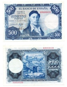 1954 Billete 500 Pts. Ignacio Zuloaga