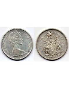 1965 - Canadá 50 CENTS. Isabell II Moneda de plata