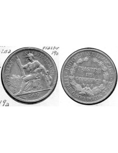 1907 Indochina Francesa 1 Piastra plata