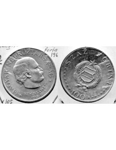 1968 Hungria - 100 Forint- moneda de plata