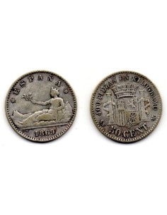 1869 Madrid SN M 50 Céntimos
