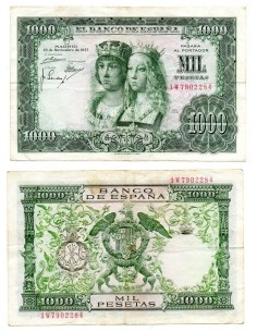 Billete 1000 pesetas España 1957 Reyes Catolicos