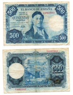 1954 Billete 500 Pts. Ignacio Zuloaga - 2