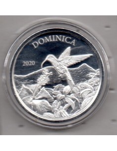 2020 Dominica Moneda 1 onza plata. Kolibrí